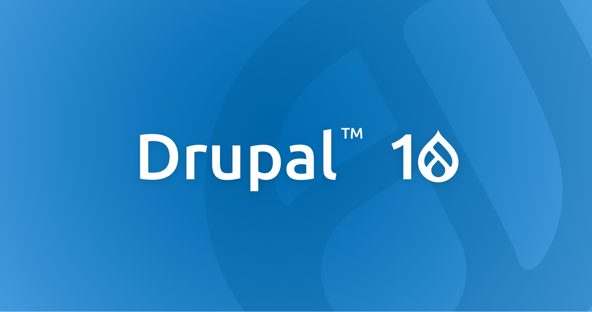 Drupal 10 logo on blue background